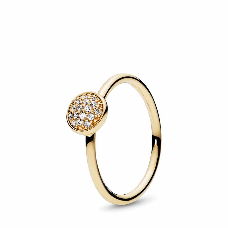 Pandora Dazzling Droplet Promise Ring Ireland - Yellow Gold 14 K/Cubic Zirconia - 537289SLA